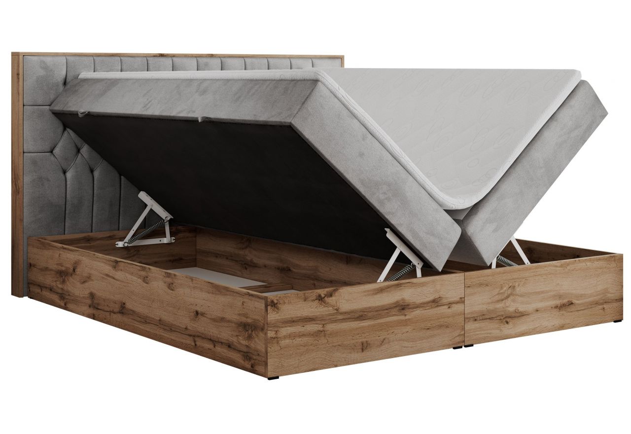 Łóżko kontynentalne AMORE 180x200 - H3 - jasnoszary, welwet