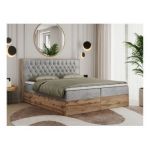 Łóżko kontynentalne AMORE 160x200 - H4 - jasnoszary, welwet