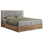 Łóżko kontynentalne AMORE 200x200 - H4 - jasnoszary, welwet