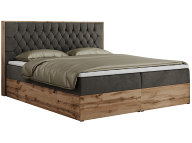 Łóżko kontynentalne AMORE 140x200 - H3 - ciemnoszary, welwet