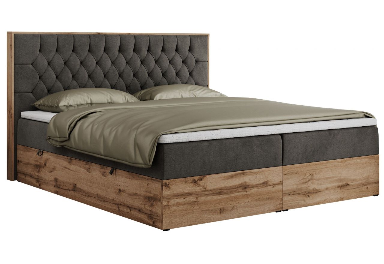 Łóżko kontynentalne AMORE 140x200 - H3 - ciemnoszary, welwet