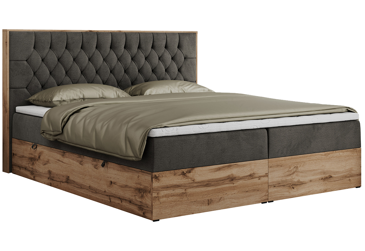 Łóżko kontynentalne AMORE 180x200 - H3 - ciemnoszary, welwet