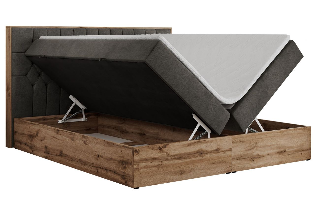 Łóżko kontynentalne AMORE 140x200 - H4 - ciemnoszary, welwet