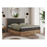 Łóżko kontynentalne AMORE 180x200 - H4 - ciemnoszary, welwet