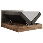 Łóżko kontynentalne AMORE 200x200 - H4 - ciemnoszary, welwet