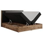 Łóżko kontynentalne AMORE 140x200 - H3 - czarny, ekoskóra