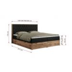 Łóżko kontynentalne AMORE 200x200 - H3 - czarny, ekoskóra