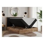 Łóżko kontynentalne AMORE 200x200 - H3 - czarny, ekoskóra