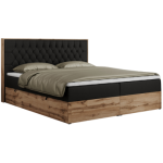 Łóżko kontynentalne AMORE 200x200 - H4 - czarny, ekoskóra