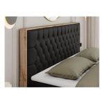 Łóżko kontynentalne AMORE 200x200 - H4 - czarny, ekoskóra