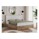 Łóżko kontynentalne AMORE 180x200 - H3 - biały, ekoskóra