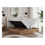 Łóżko kontynentalne AMORE 180x200 - H4 - biały, ekoskóra