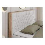 Łóżko kontynentalne AMORE 180x200 - H4 - biały, ekoskóra