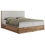 Łóżko kontynentalne AMORE 180x200 - H4 - biały, ekoskóra