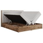 Łóżko kontynentalne AMORE 180x200 - H4 - biały, ekoskóra