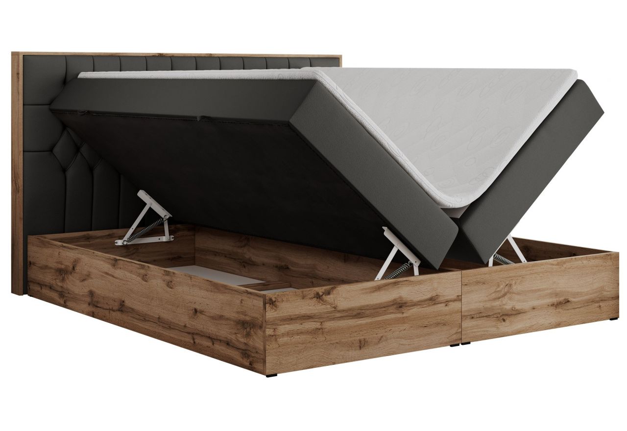 Łóżko kontynentalne AMORE 140x200 - H3 - ciemnoszary, ekoskóra