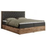 Łóżko kontynentalne AMORE 160x200 - H3 - ciemnoszary, ekoskóra