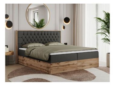 Łóżko kontynentalne AMORE 140x200 - H4 - ciemnoszary, ekoskóra