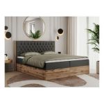 Łóżko kontynentalne AMORE 140x200 - H4 - ciemnoszary, ekoskóra