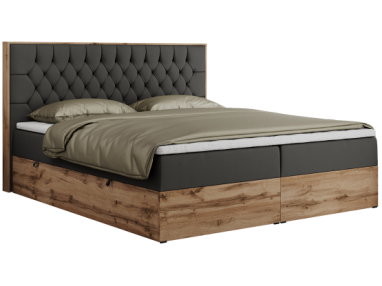 Łóżko kontynentalne AMORE 140x200 - H4 - ciemnoszary, ekoskóra