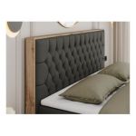 Łóżko kontynentalne AMORE 140x200 - H4 - ciemnoszary, ekoskóra