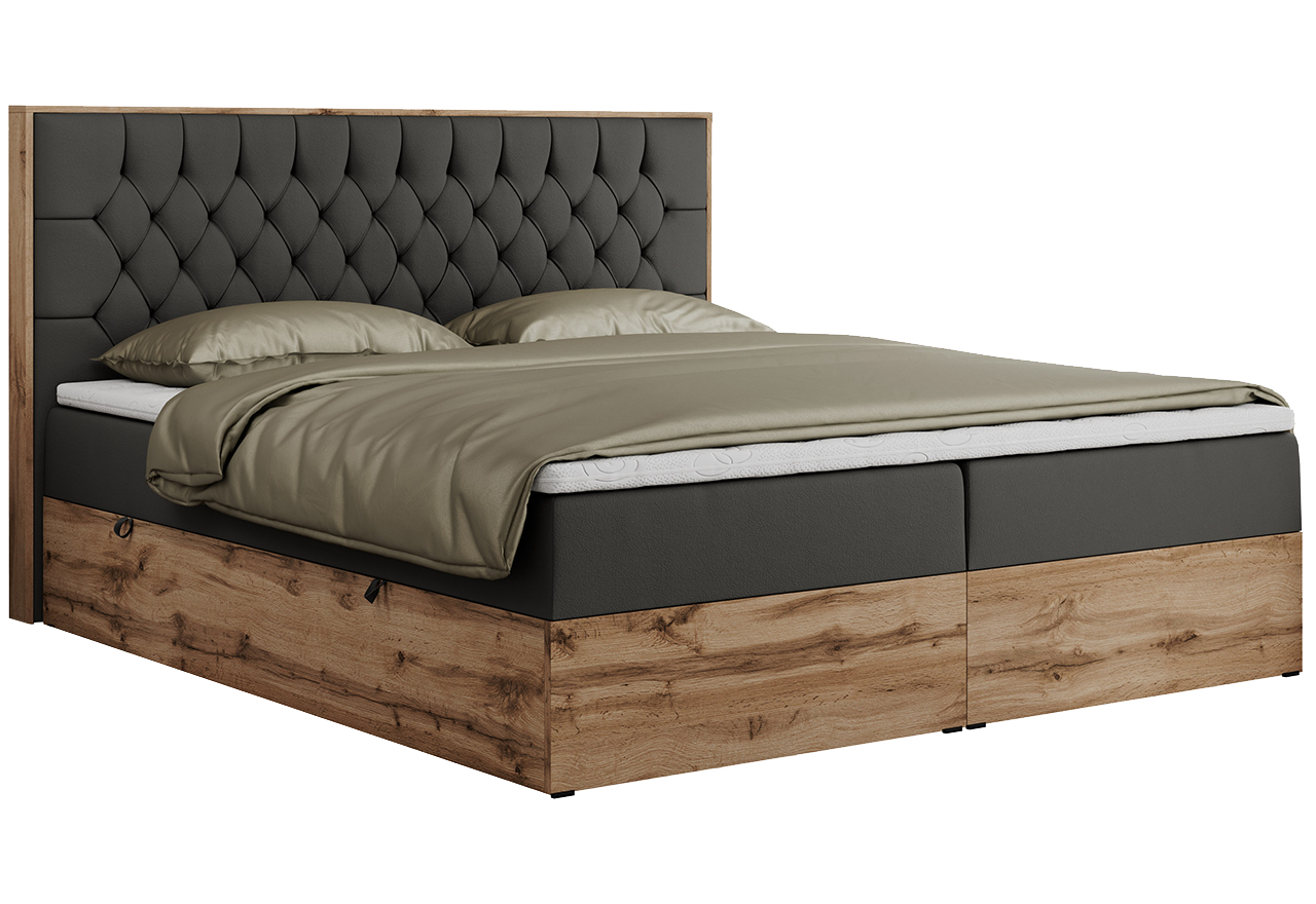 Łóżko kontynentalne AMORE 160x200 - H4 - ciemnoszary, ekoskóra