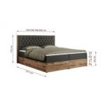 Łóżko kontynentalne AMORE 200x200 - H4 - ciemnoszary, ekoskóra