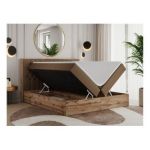 Łóżko kontynentalne AMORE 160x200 - H3 - brązowy, ekoskóra