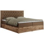 Łóżko kontynentalne AMORE 180x200 - H4 - brązowy, ekoskóra