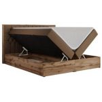 Łóżko kontynentalne AMORE 180x200 - H4 - brązowy, ekoskóra