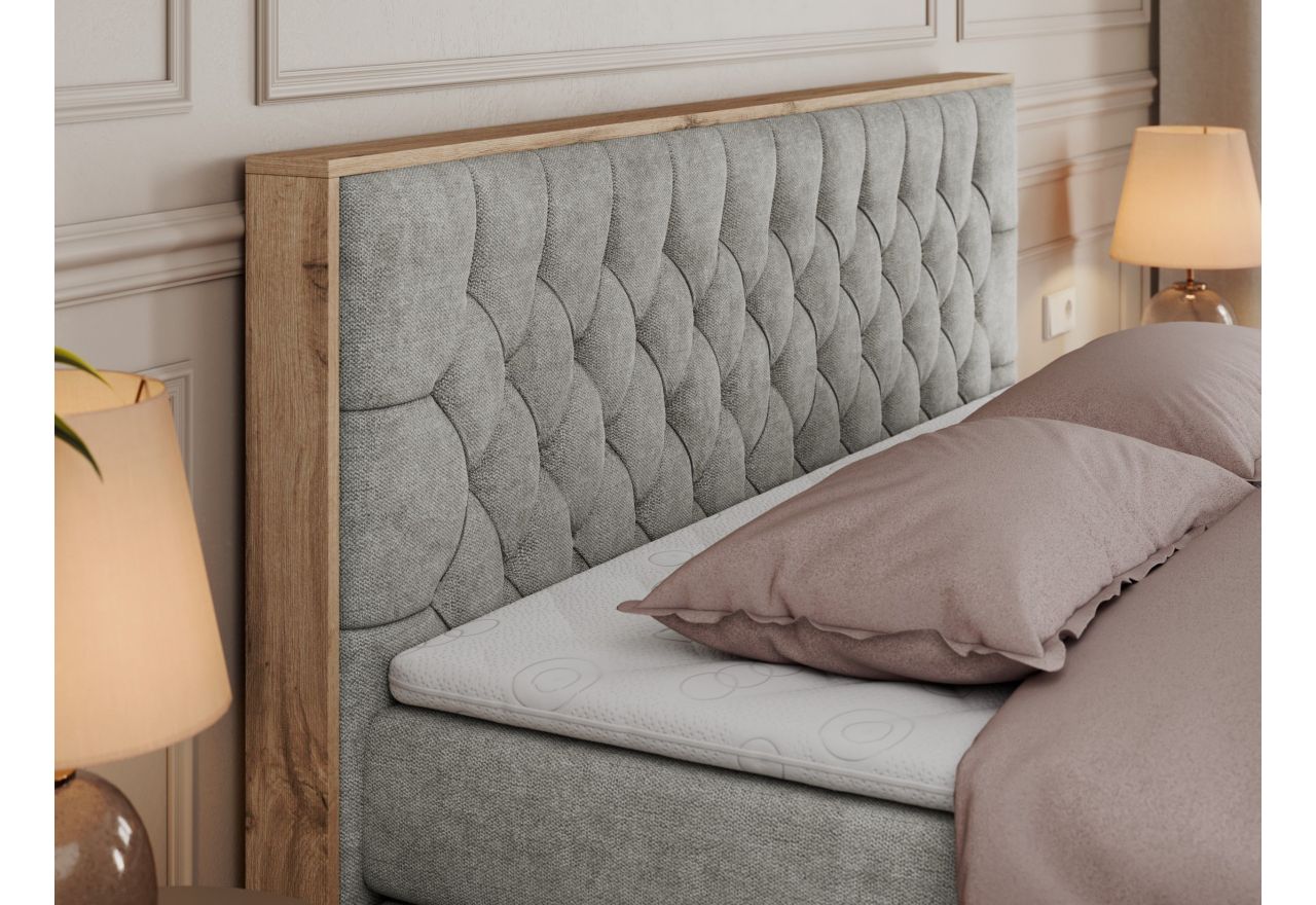 Łóżko kontynentalne AMORE KING 160x200 - H3 - jasnoszary, struktura