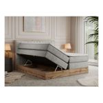 Łóżko kontynentalne AMORE KING 200x200 - H3 - jasnoszary, struktura