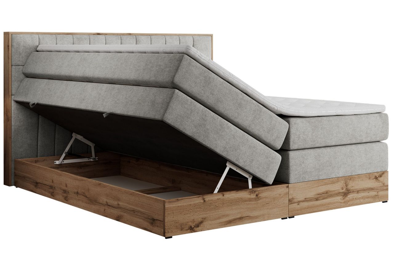 Łóżko kontynentalne AMORE KING 200x200 - H3 - jasnoszary, struktura