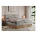 Łóżko kontynentalne AMORE KING 160x200 - H4 - jasnoszary, struktura