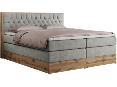 Łóżko kontynentalne AMORE KING 160x200 - H4 - jasnoszary, struktura
