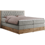 Łóżko kontynentalne AMORE KING 200x200 - H4 - jasnoszary, struktura
