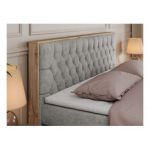 Łóżko kontynentalne AMORE KING 200x200 - H4 - jasnoszary, struktura