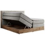Łóżko kontynentalne AMORE KING 200x200 - H4 - jasnoszary, struktura