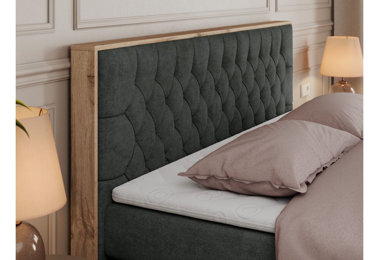 Łóżko kontynentalne AMORE KING 140x200 - H3 - ciemnoszary, struktura