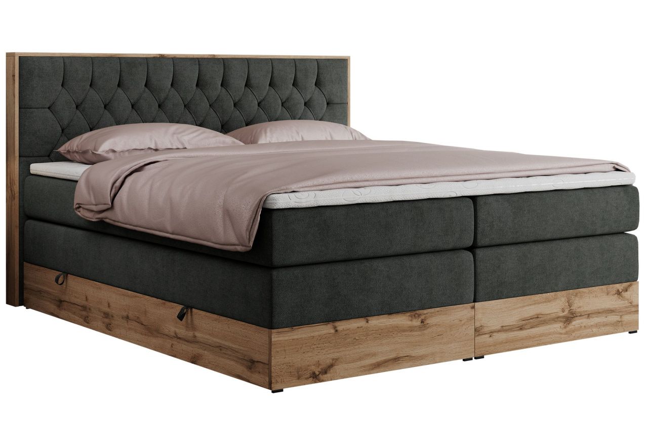 Łóżko kontynentalne AMORE KING 160x200 - H3 - ciemnoszary, struktura