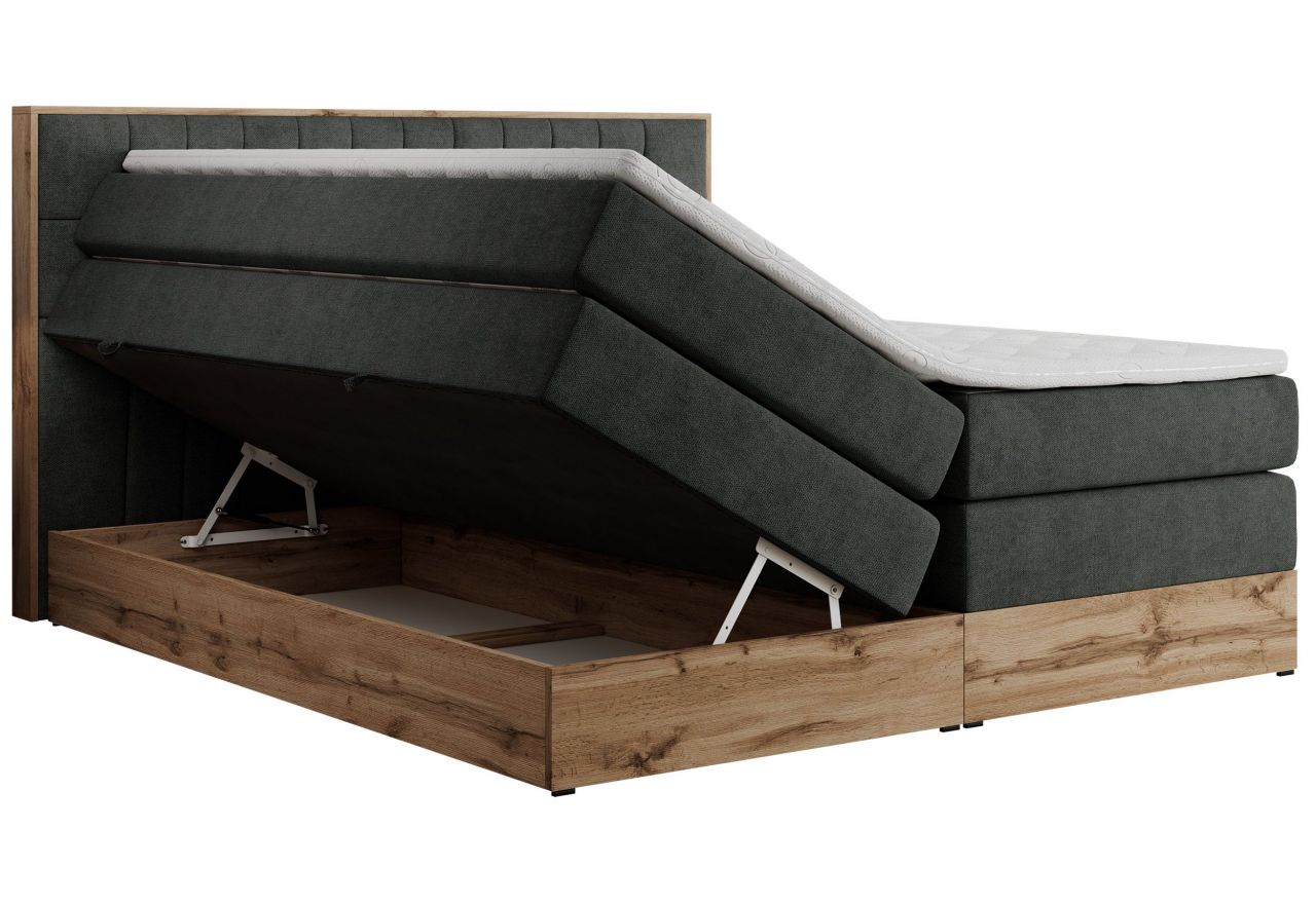 Łóżko kontynentalne AMORE KING 200x200 - H3 - ciemnoszary, struktura