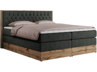 Łóżko kontynentalne AMORE KING 200x200 - H4 - ciemnoszary, struktura