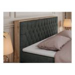 Łóżko kontynentalne AMORE KING 200x200 - H4 - ciemnoszary, struktura