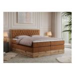 Łóżko kontynentalne AMORE KING 160x200 - H3 - pomarańczowy, struktura