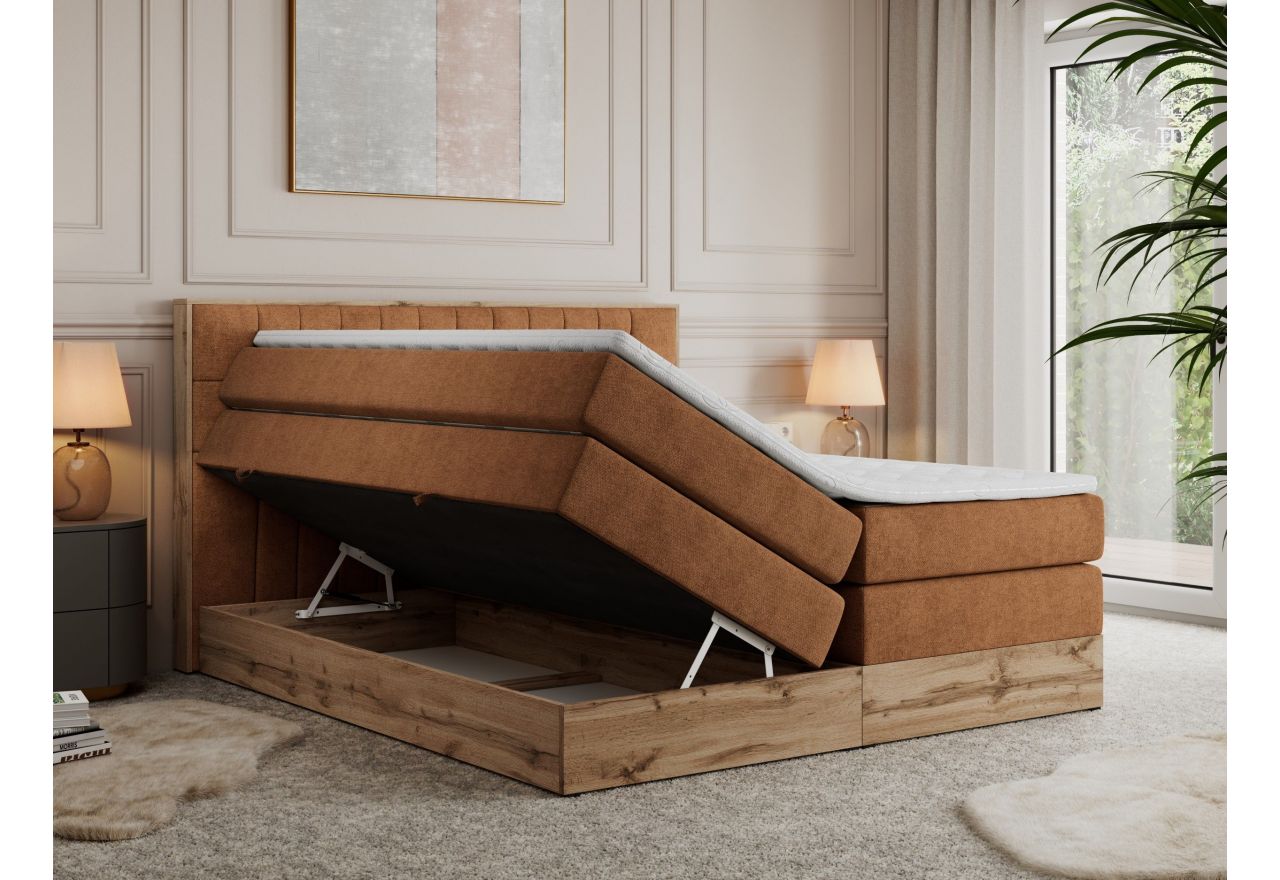 Łóżko kontynentalne AMORE KING 160x200 - H3 - pomarańczowy, struktura