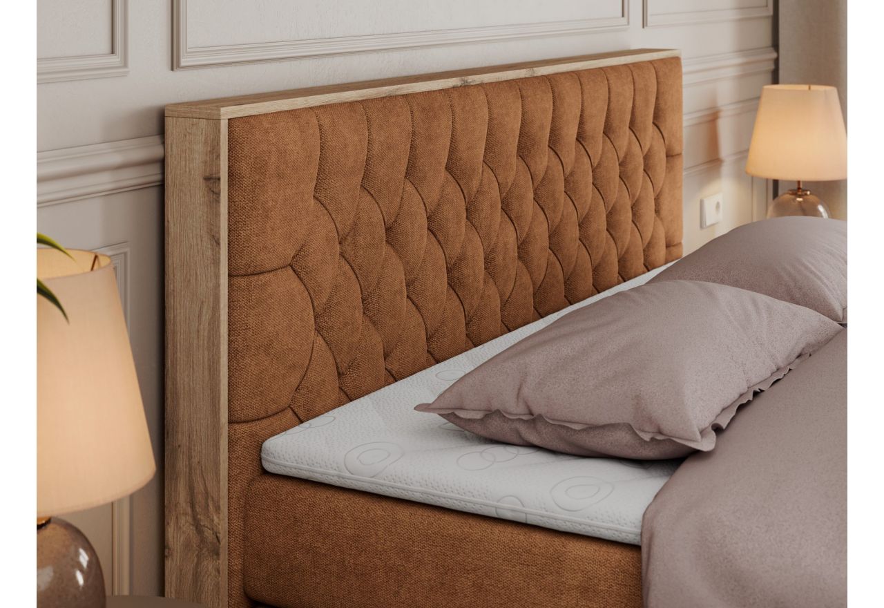 Łóżko kontynentalne AMORE KING 180x200 - H3 - pomarańczowy, struktura