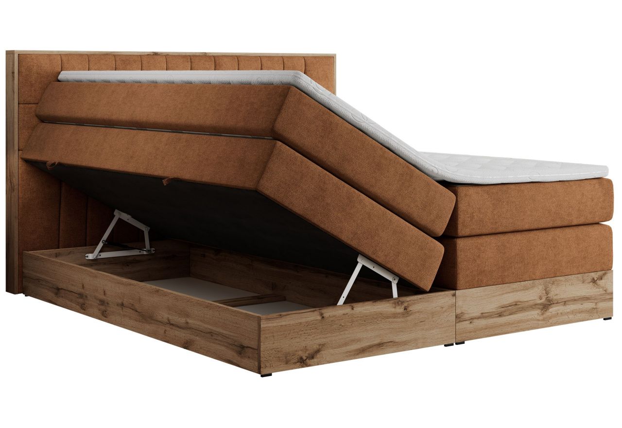 Łóżko kontynentalne AMORE KING 200x200 - H3 - pomarańczowy, struktura