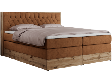 Łóżko kontynentalne AMORE KING 200x200 - H4 - pomarańczowy, struktura