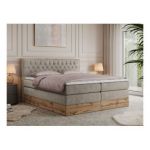 Łóżko kontynentalne AMORE KING 160x200 - H3 - beżowy, struktura