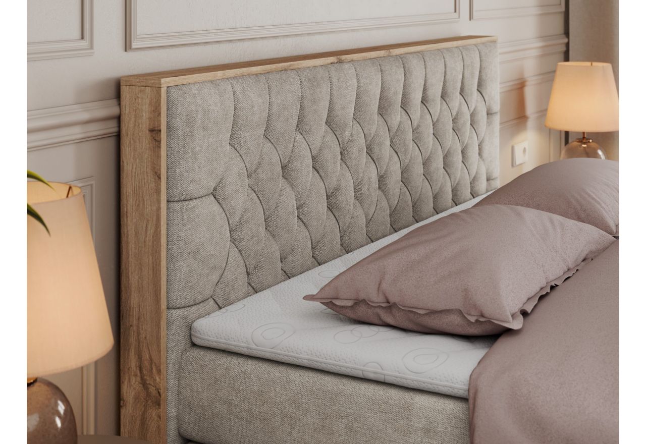 Łóżko kontynentalne AMORE KING 160x200 - H3 - beżowy, struktura